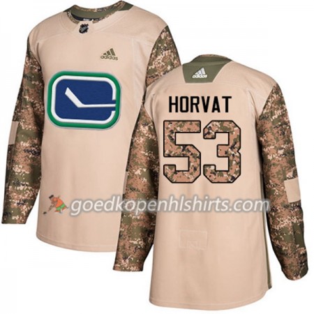 Vancouver Canucks Bo Horvat 53 Adidas 2017-2018 Camo Veterans Day Practice Authentic Shirt - Mannen